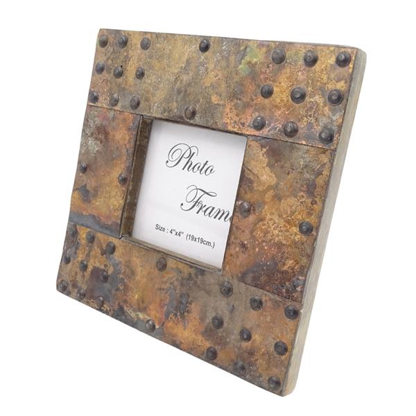 Cadre photo en bois recouvert de tôle - A-1106 - format photo 10x10cm