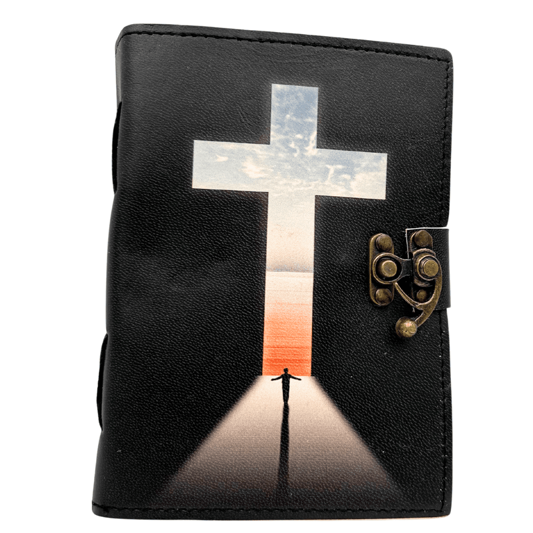 Carnet en cuir croix religieuse - 200 pages - AH15