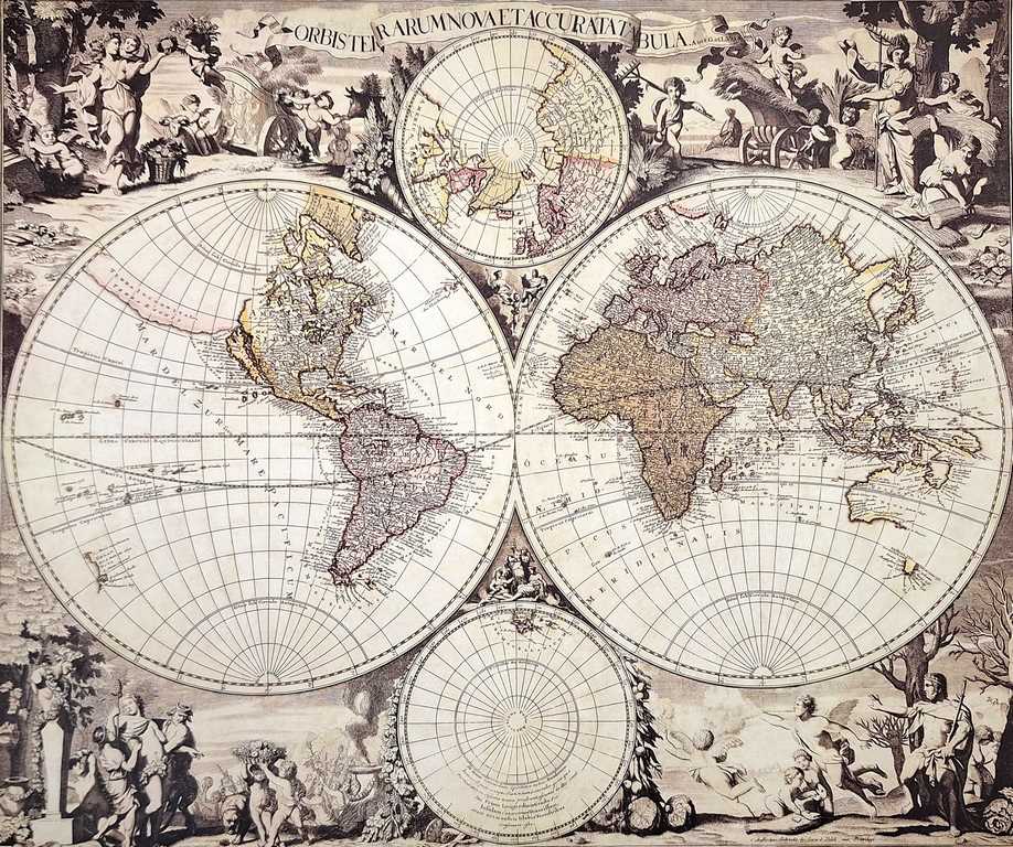 Carte du monde 1686 - G. Valck reprint - M1686 – Cadeau pour historien
