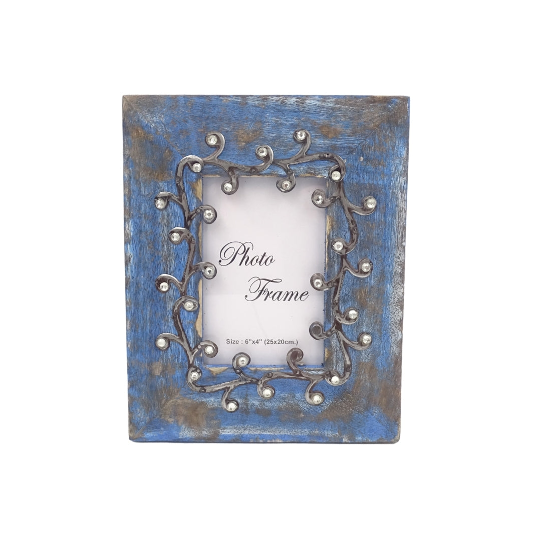Cadre photo en bois bleu - 28892 - format photo 15x10cm