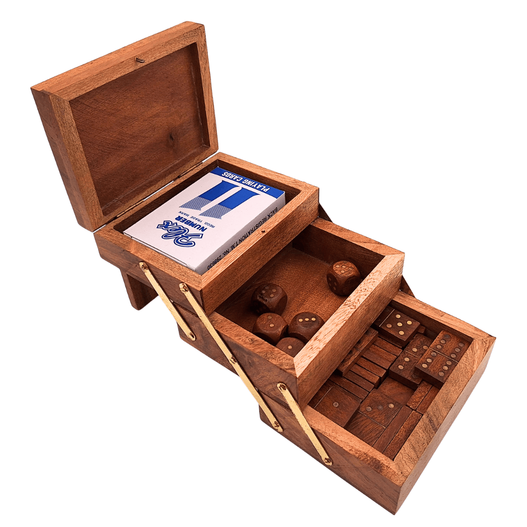 Ensemble élégant de jeux 3 en 1 - Cartes Dés Dominos - DNU-101
