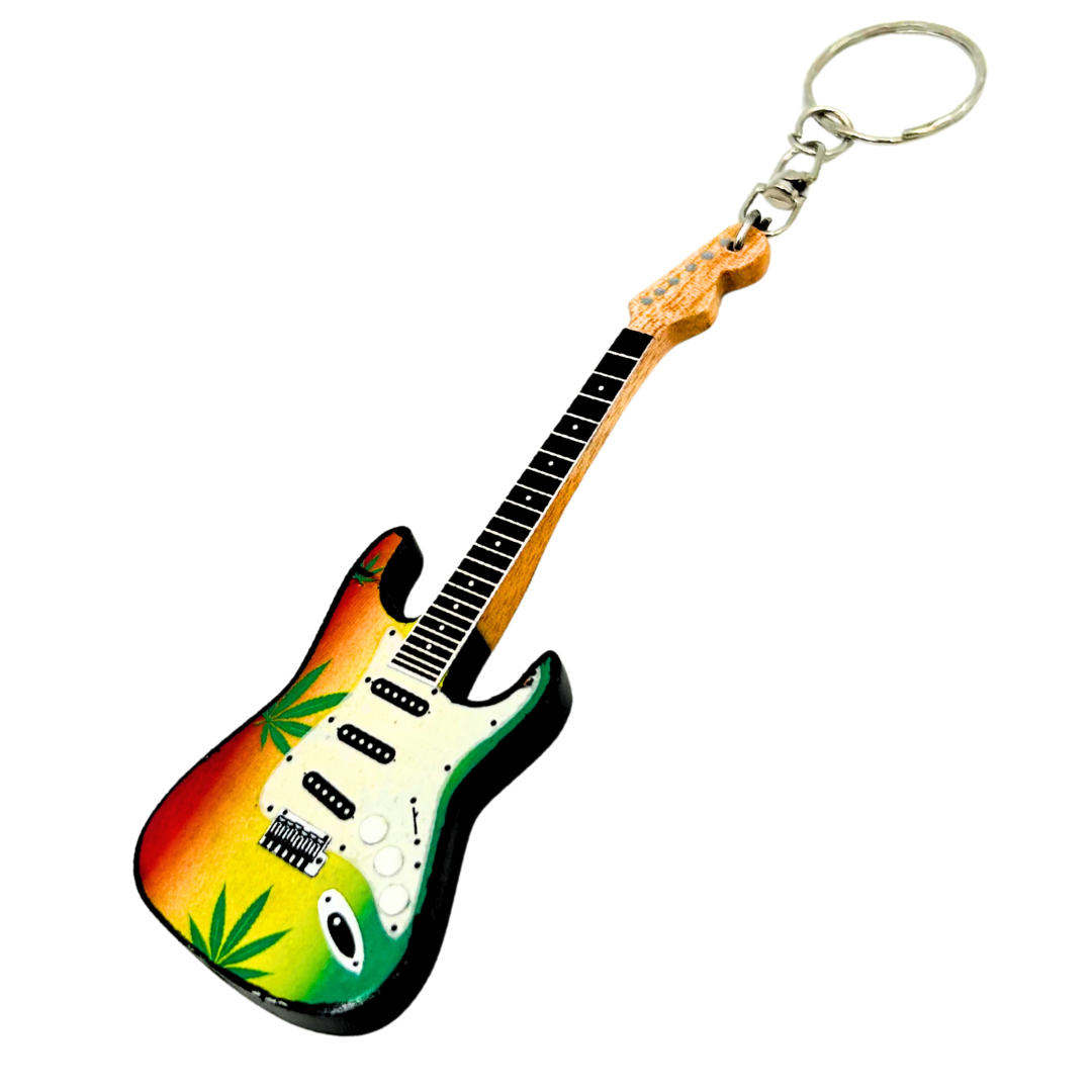 Porte-clés guitare dans le style de Bob Marley, gadget reggae - EGK-0641