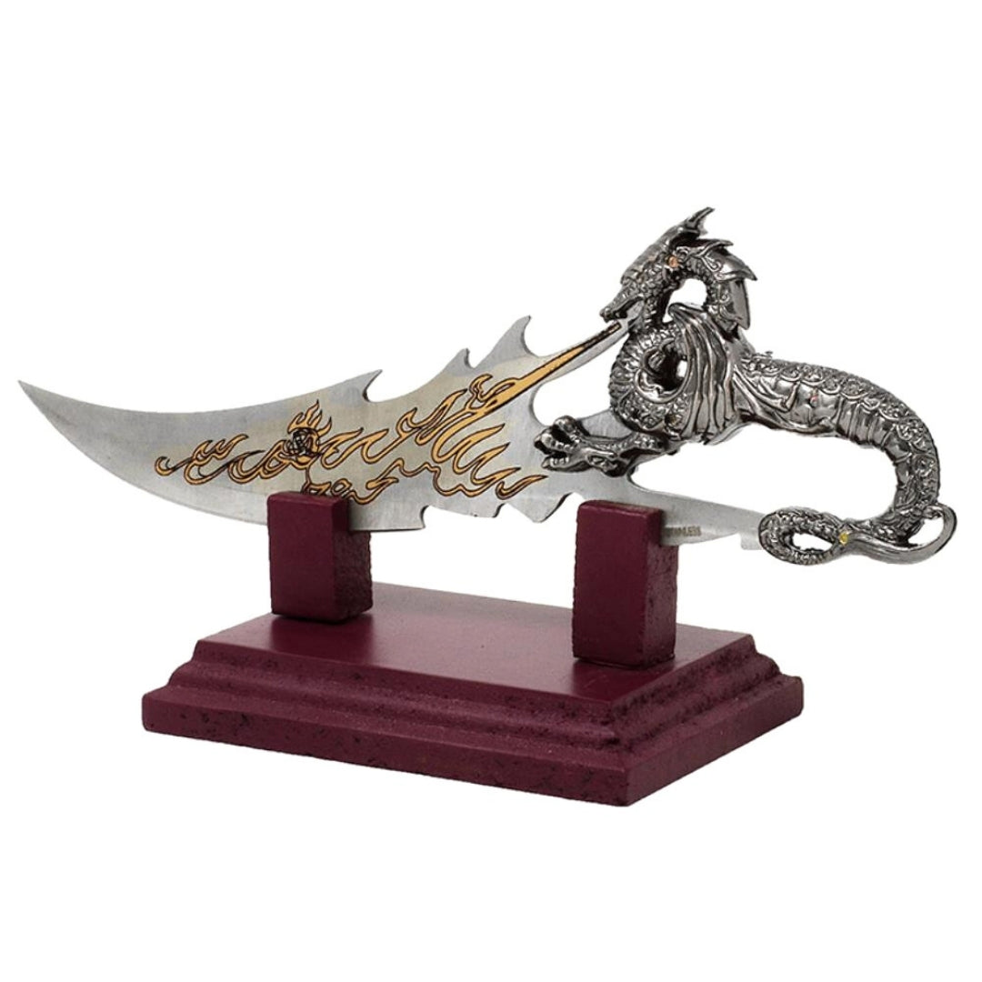 Dague décorative dragon sur socle 19 cm - fantasy - acier inoxydable – SW-185