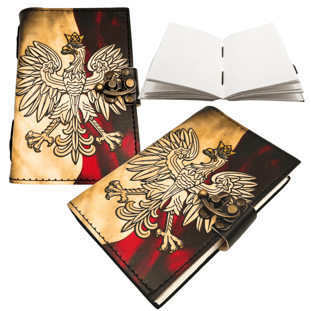 Carnet en cuir journal intime aigle polonais patriotique - 200 pages - AH13