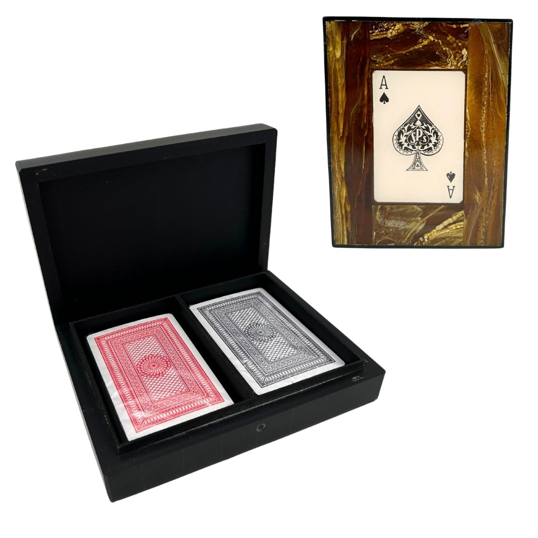 Deux jeux de cartes dans une boîte en résine – 51668
