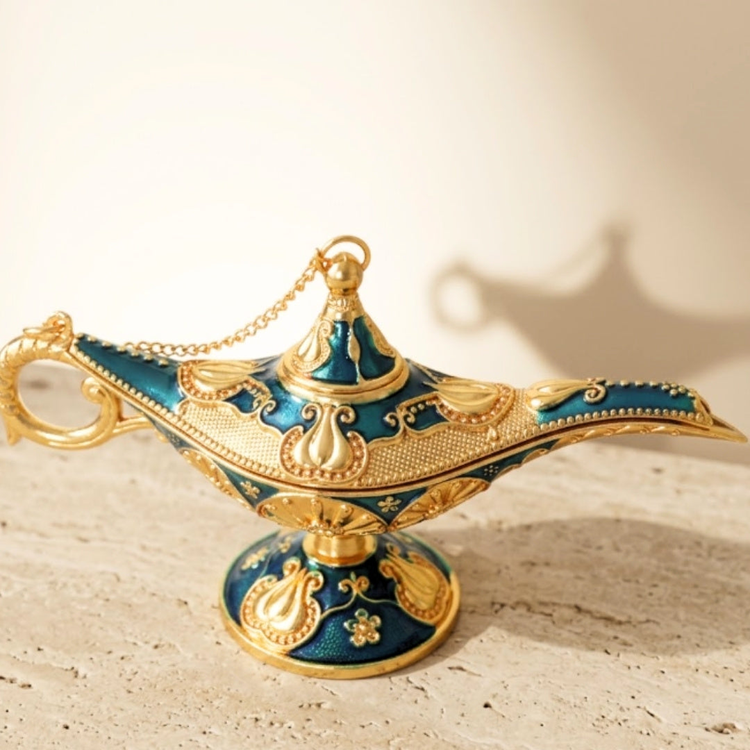 Lampe d’Aladin décorative en métal bleu marine et or 12cm - LAB12
