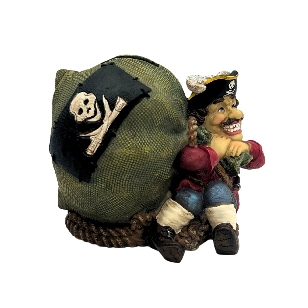 Tirelire décorative pirate avec trésor 14 cm - CE03852