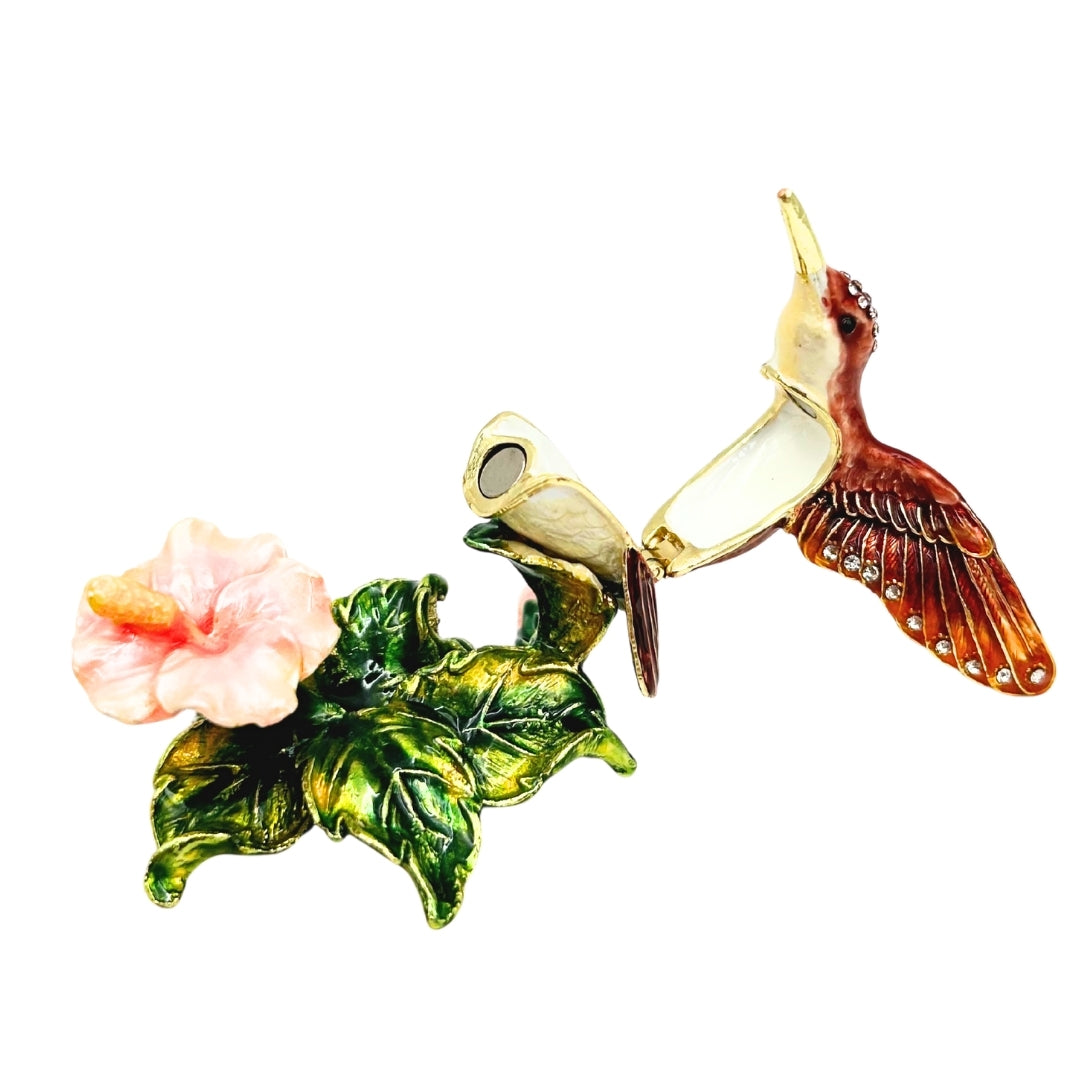 Petite boîte coffret à bijoux exclusive ornée de cristaux – Colibri – HX357
