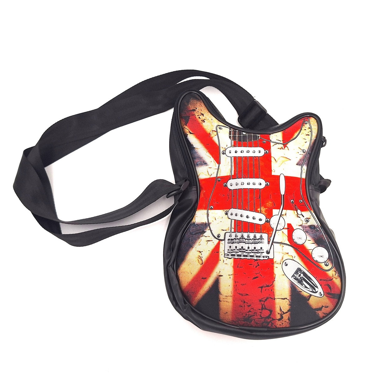Sac à bandoulière en forme de guitare – drapeau britannique – Cadeau pour un amateur de musique - RBG-008