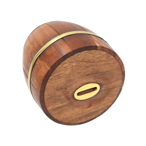 Grande tirelire tonneau en bois – ouvrable, rétro - DNU-002