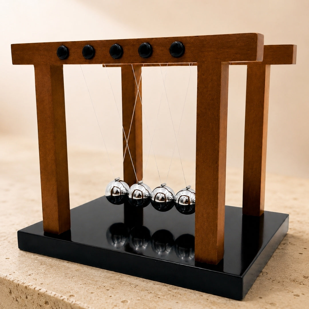 Grandes boules de Newton élégantes premium sur socle en bois - YG1300F