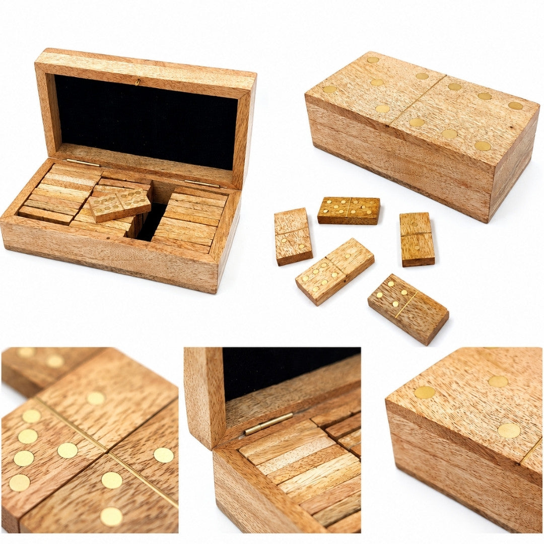 Domino en bois dans une boîte en bois de manguier
- BR157