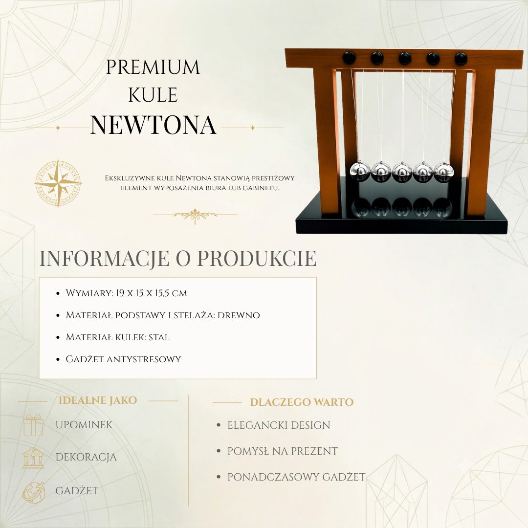 Grandes boules de Newton élégantes premium sur socle en bois - YG1300F