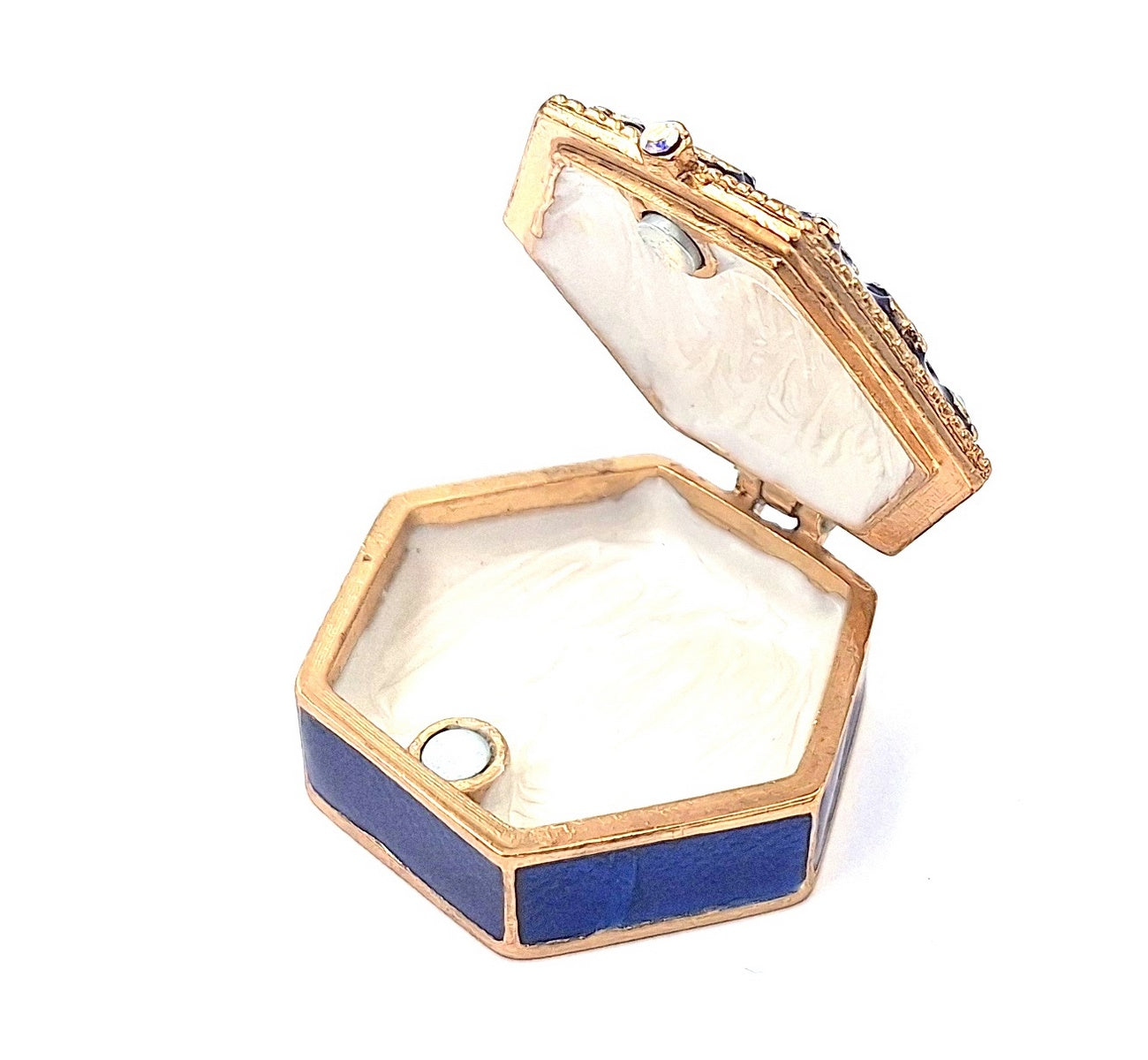 Petite boîte cadeau en métal richement décorée avec cristaux - B0035-08BL