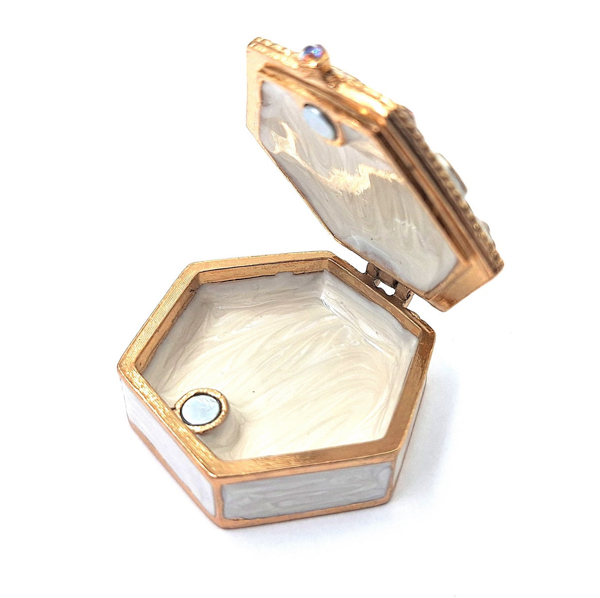 Reich verziertes kleines Geschenk-Metallkästchen mit Kristallen - B0035-08WH
