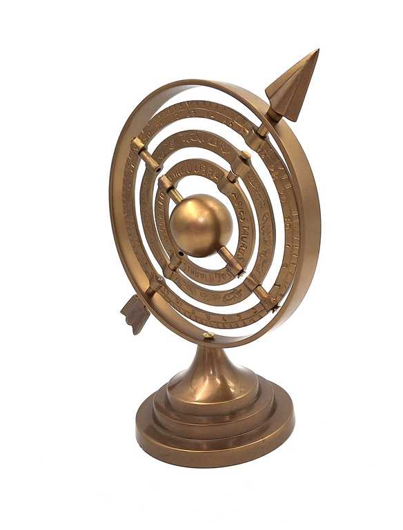 Astrolabe sphérique fléché en aluminium - hauteur 30cm - NI9114A