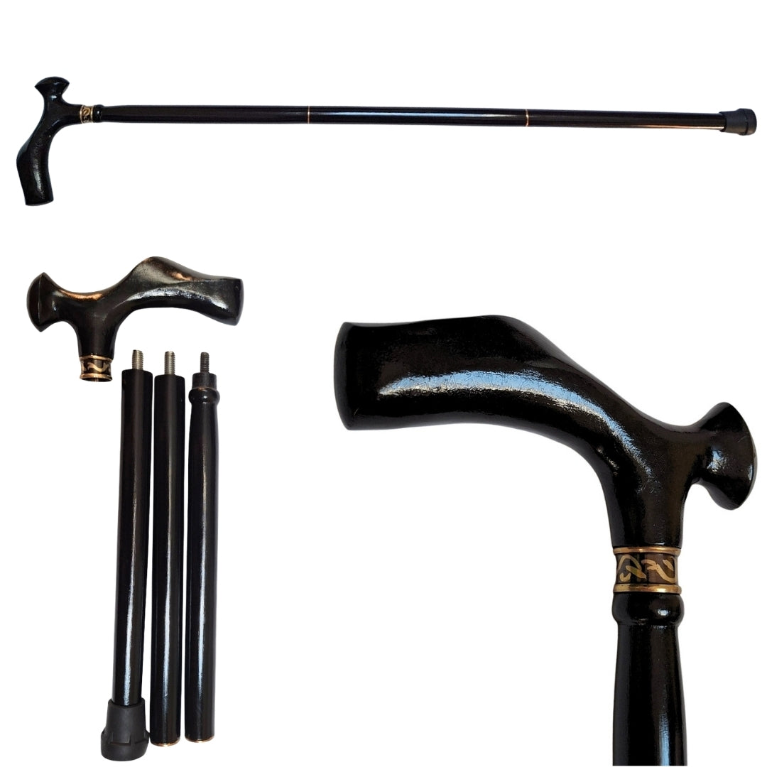 Elegant Folding Walking Cane with Metal Handle