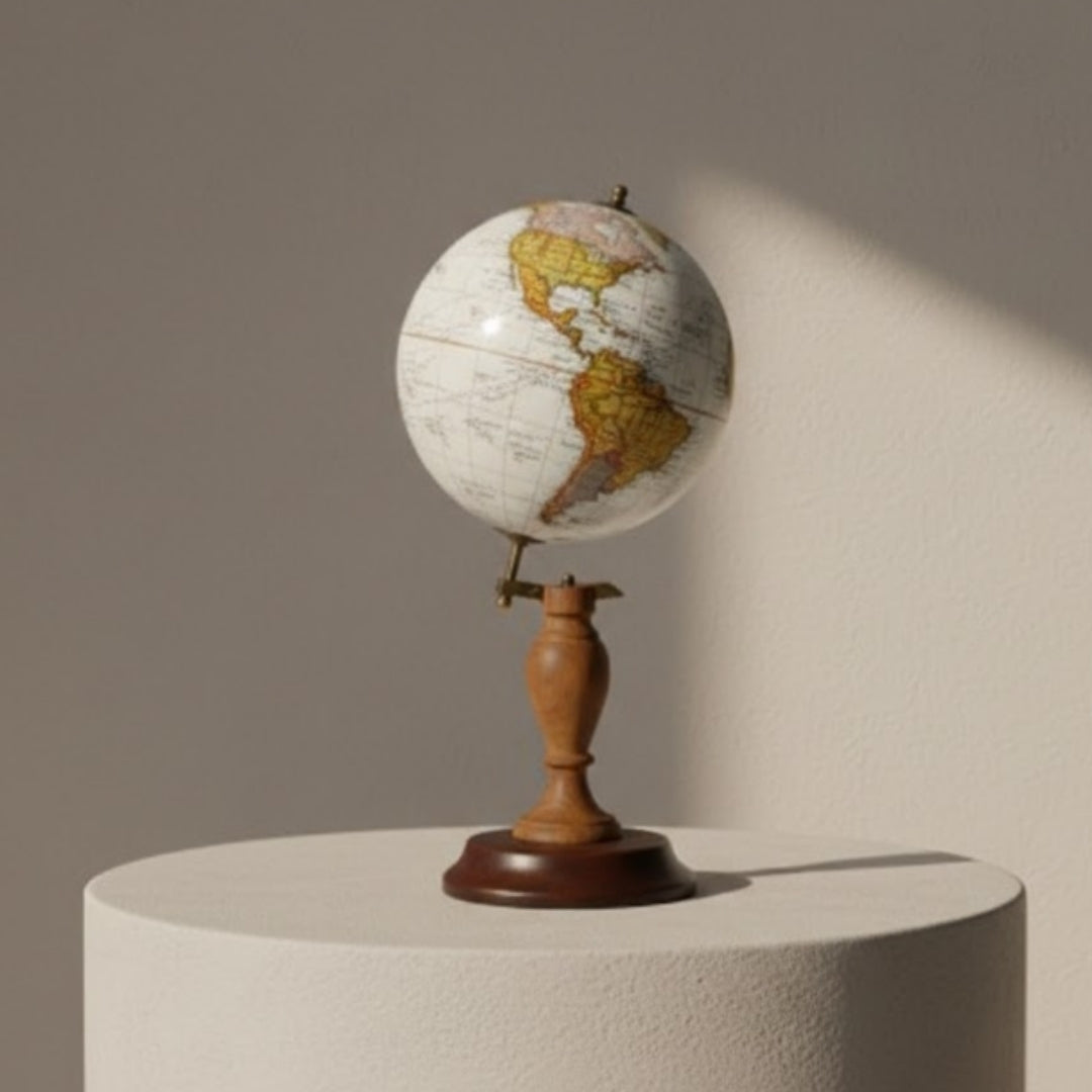 Élégant globe décoratif sur socle en bois - World GLB-0096B