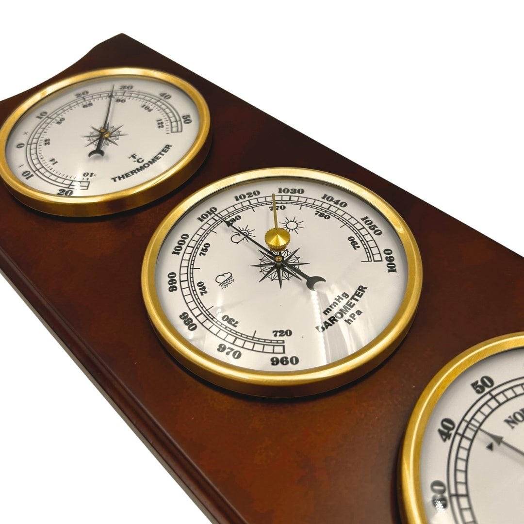 Station météo élégante – Baromètre thermomètre hygromètre 36cm rétro - YG336