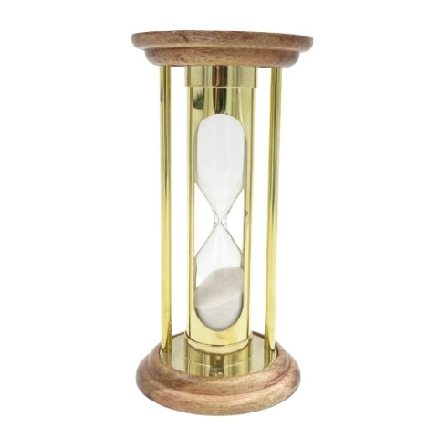 Sablier en laiton et bois 5 min, style rétro - NC3031