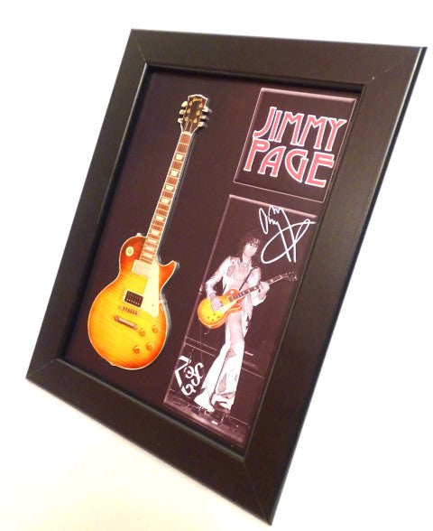 Mini-guitare dans le style de Jimmy Page sous cadre FMG-012