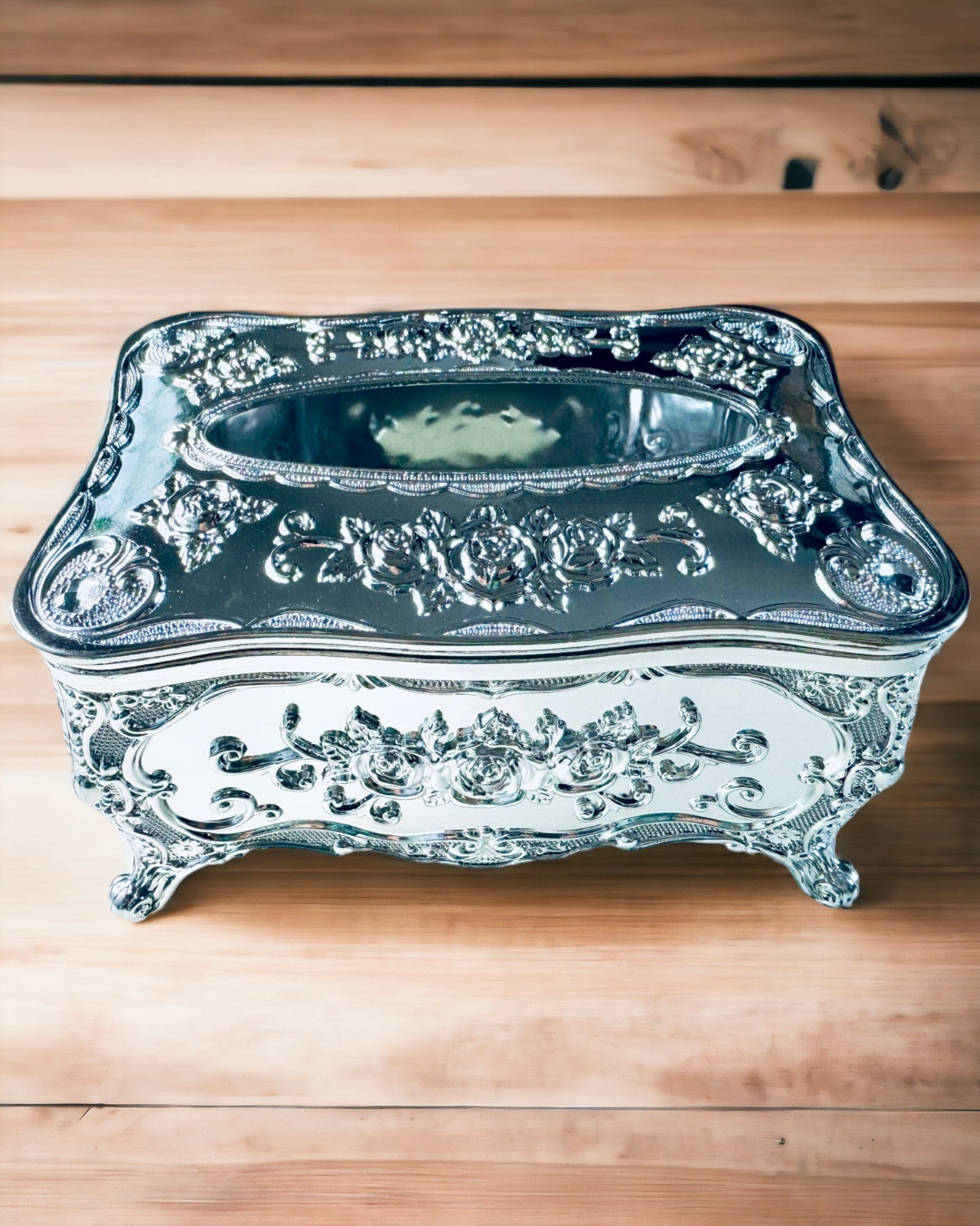 Boîte Élégante pour Mouchoirs avec Fleurs Gaufrées - Contenant pour Serviettes