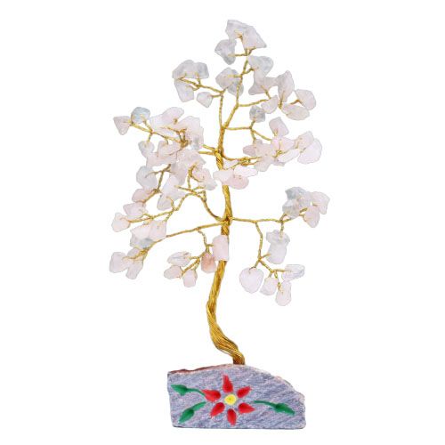 Arbre en Quartz Rose avec Pierres