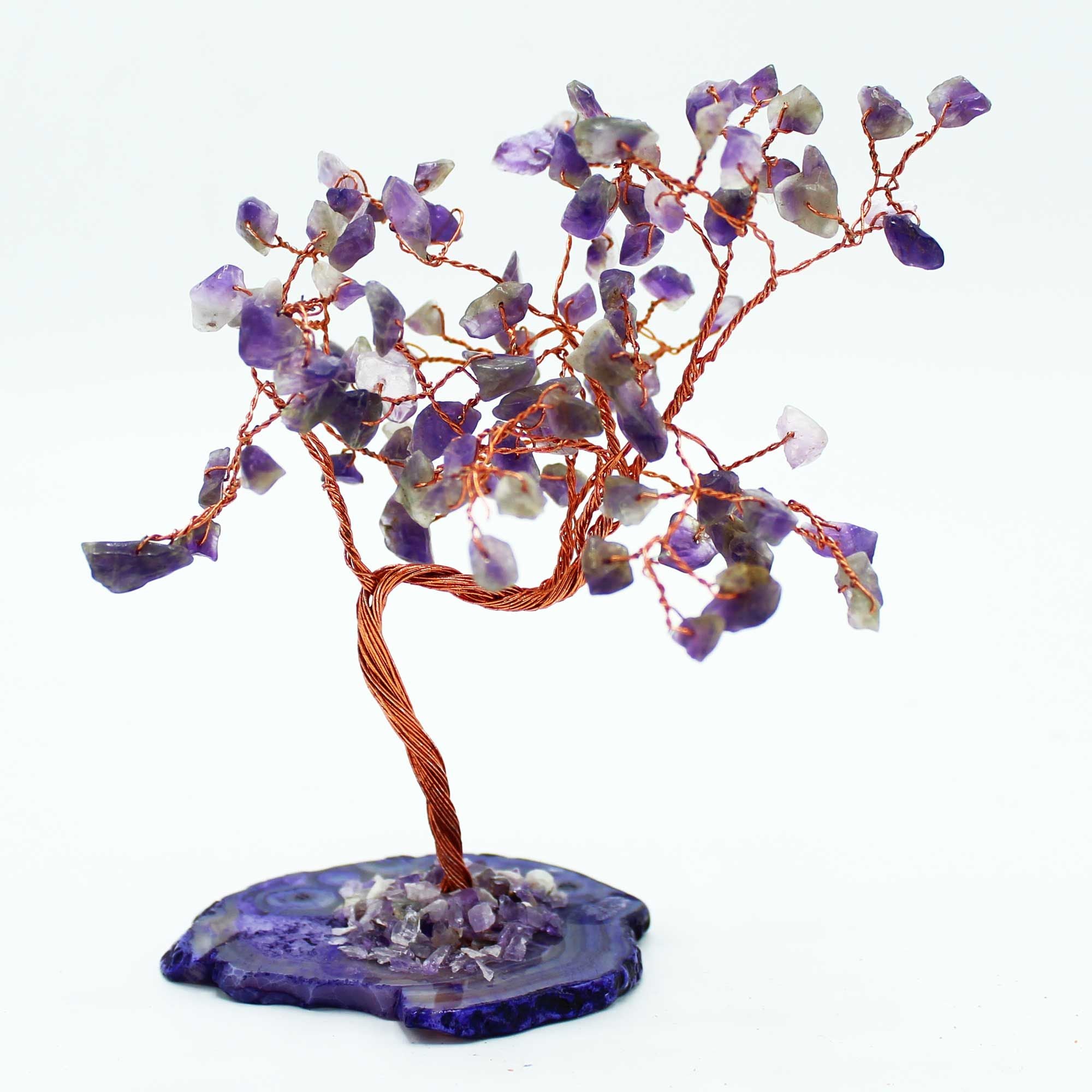 Arbre de Cristaux Améthyste sur Base Naturelle d'Agate