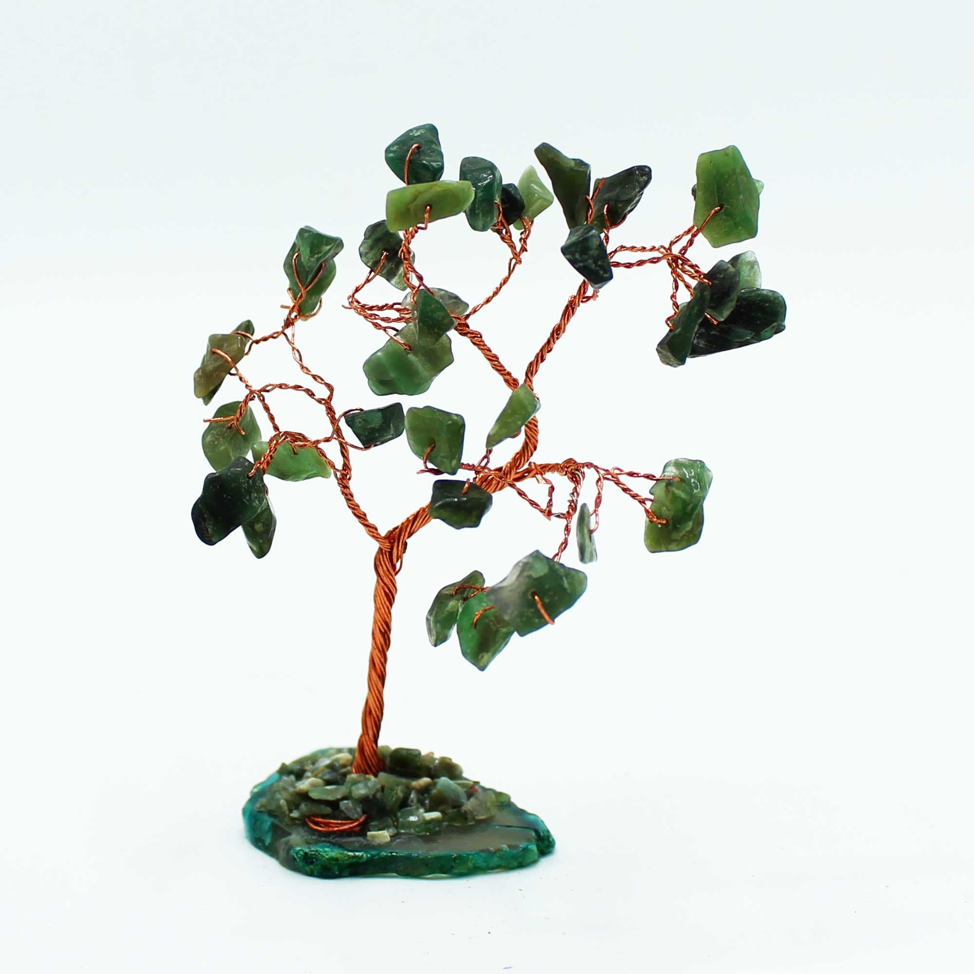 Aventurinbäumchen auf Achatbasis - grün, 10 cm, 35 Kristalle