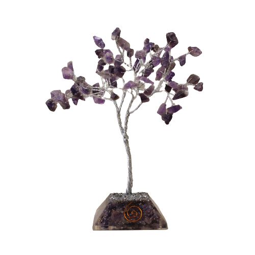 Arbre de cristal d'améthyste avec base en orgonite