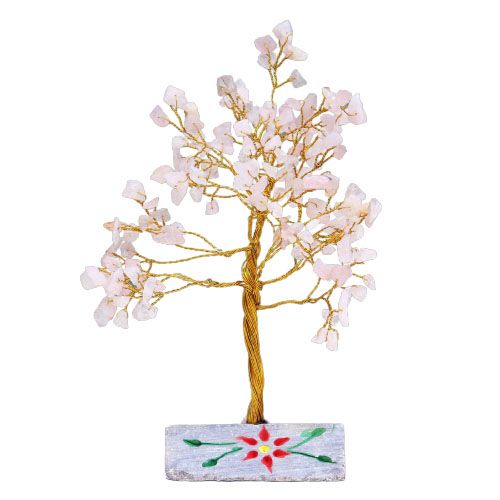 Arbre en Quartz Rose avec 160 Pierres