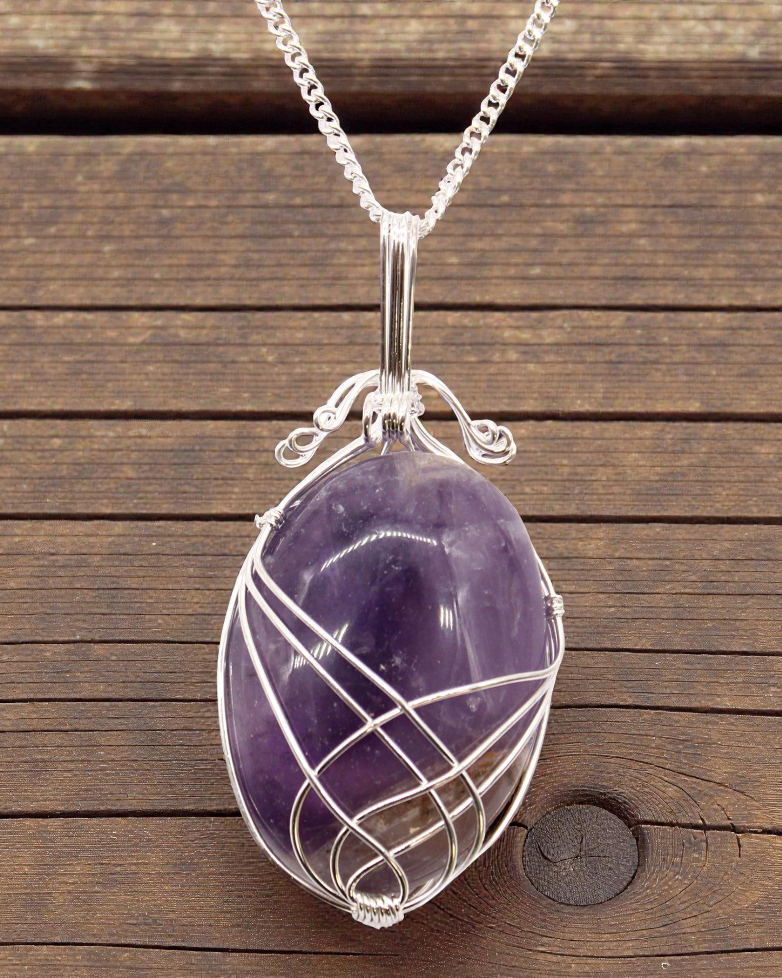 Zawijas Spokoju – Handumwickelte Halskette mit Amethyst