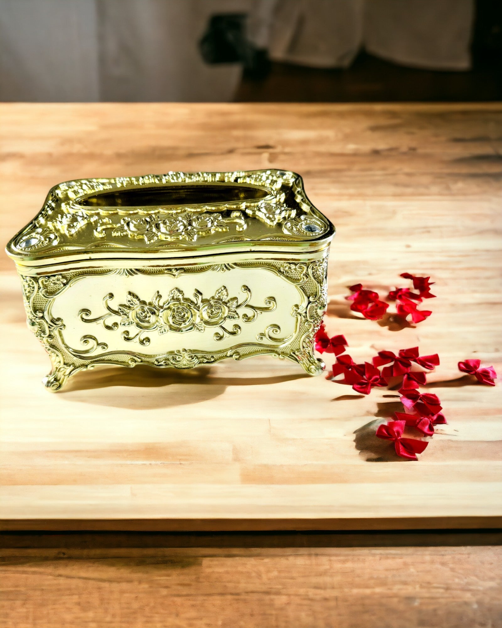 Boîte Élégante pour Mouchoirs avec Fleurs Gaufrées - Contenant pour Serviettes