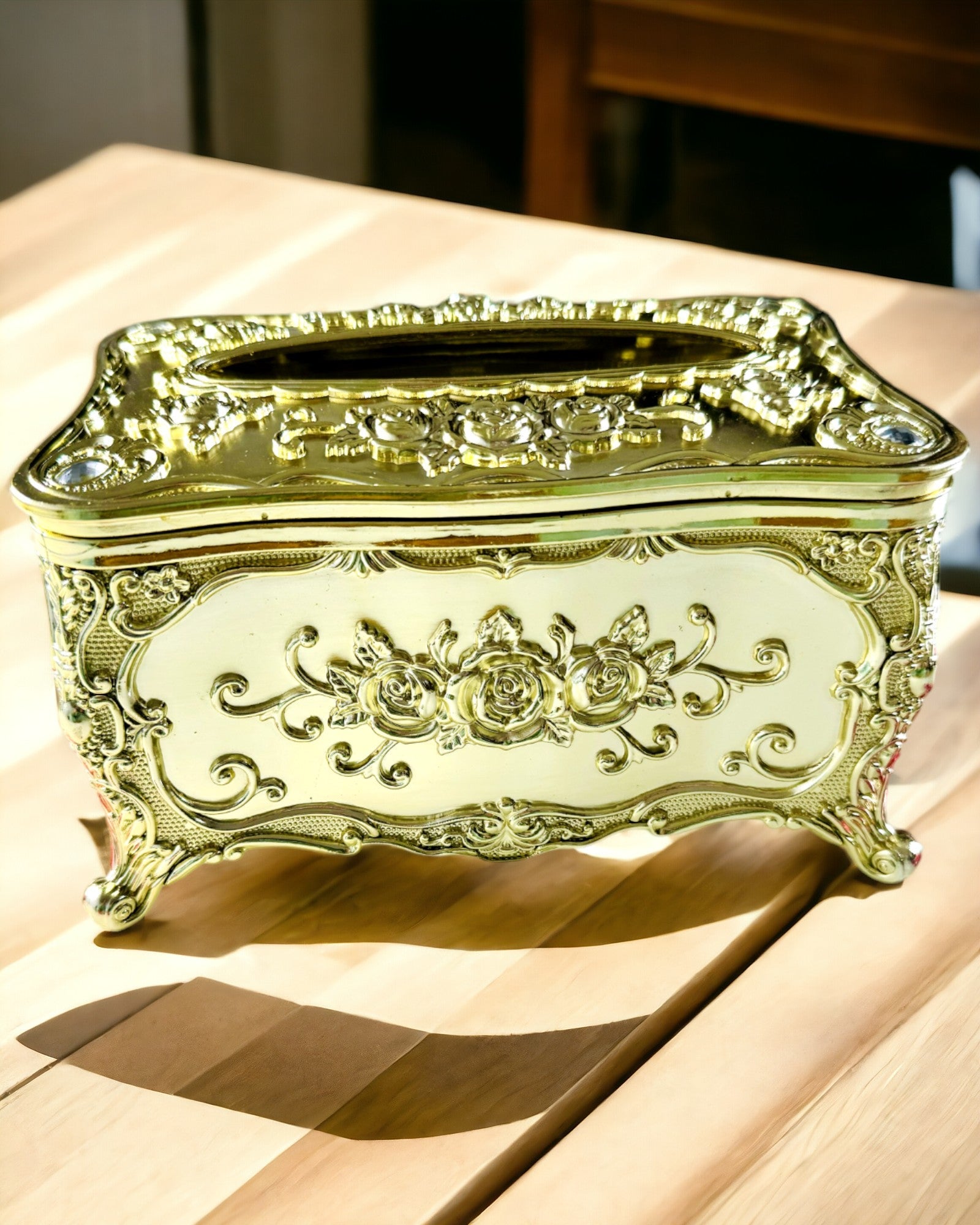 Boîte Élégante pour Mouchoirs avec Fleurs Gaufrées - Contenant pour Serviettes