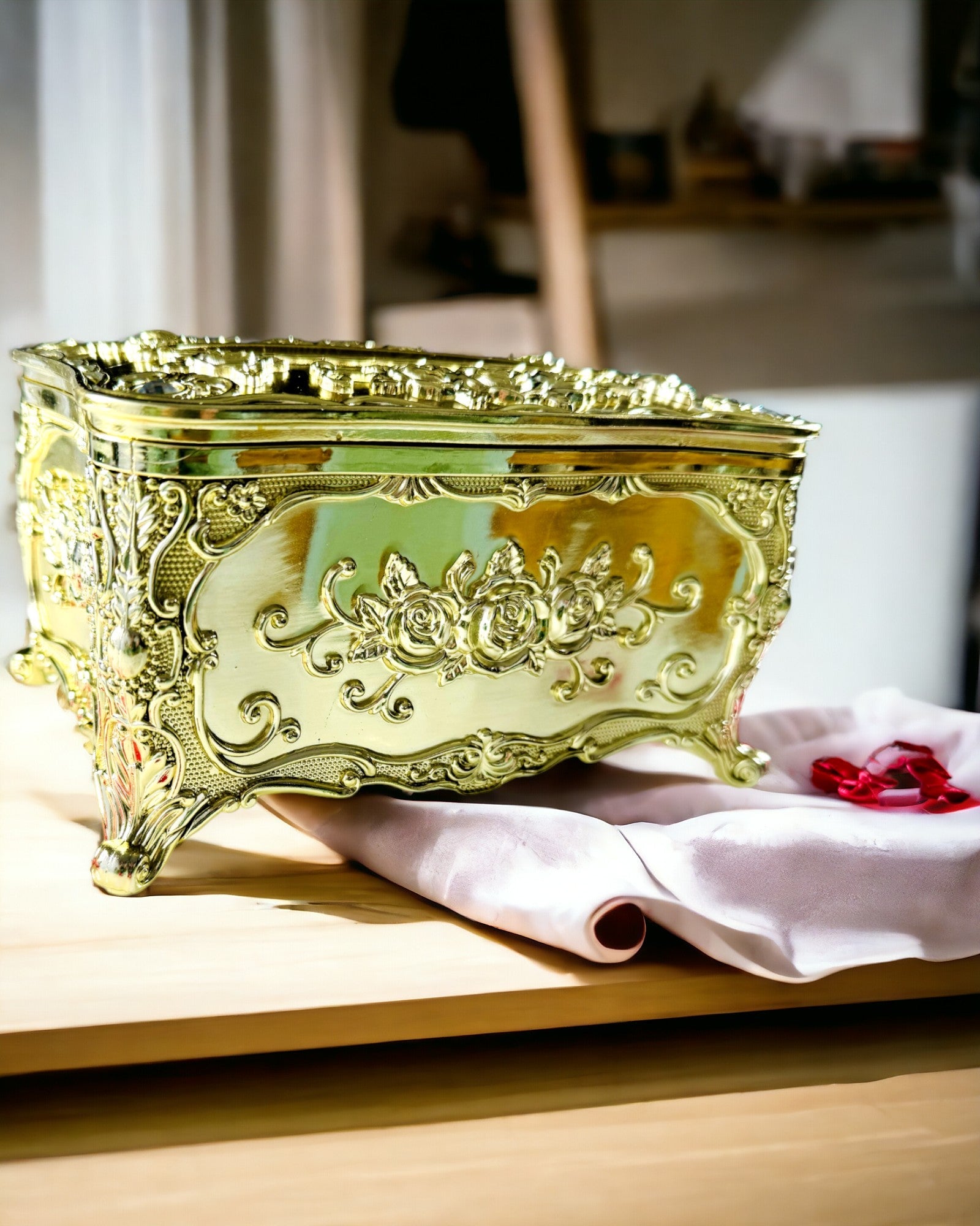 Boîte Élégante pour Mouchoirs avec Fleurs Gaufrées - Contenant pour Serviettes