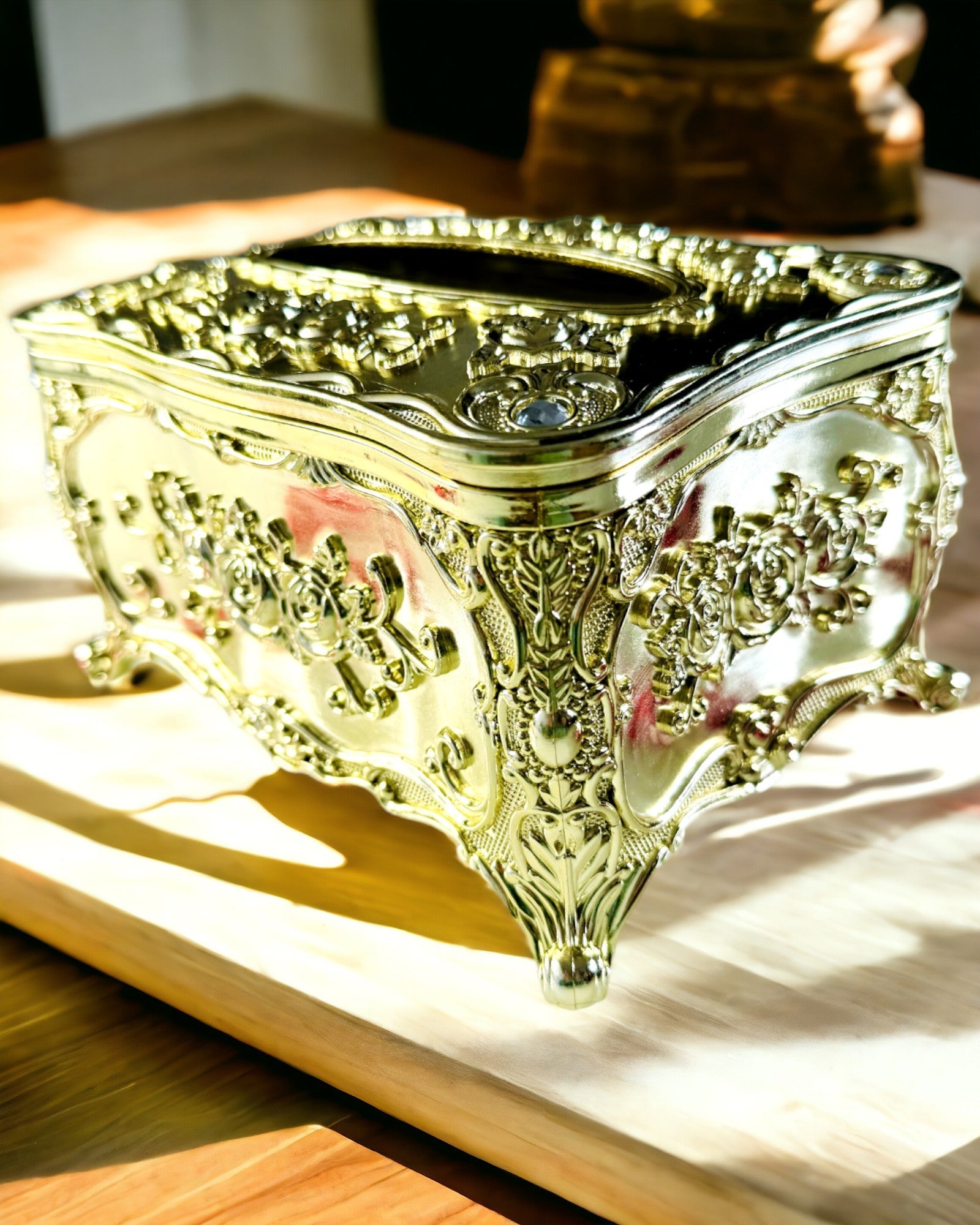 Boîte Élégante pour Mouchoirs avec Fleurs Gaufrées - Contenant pour Serviettes