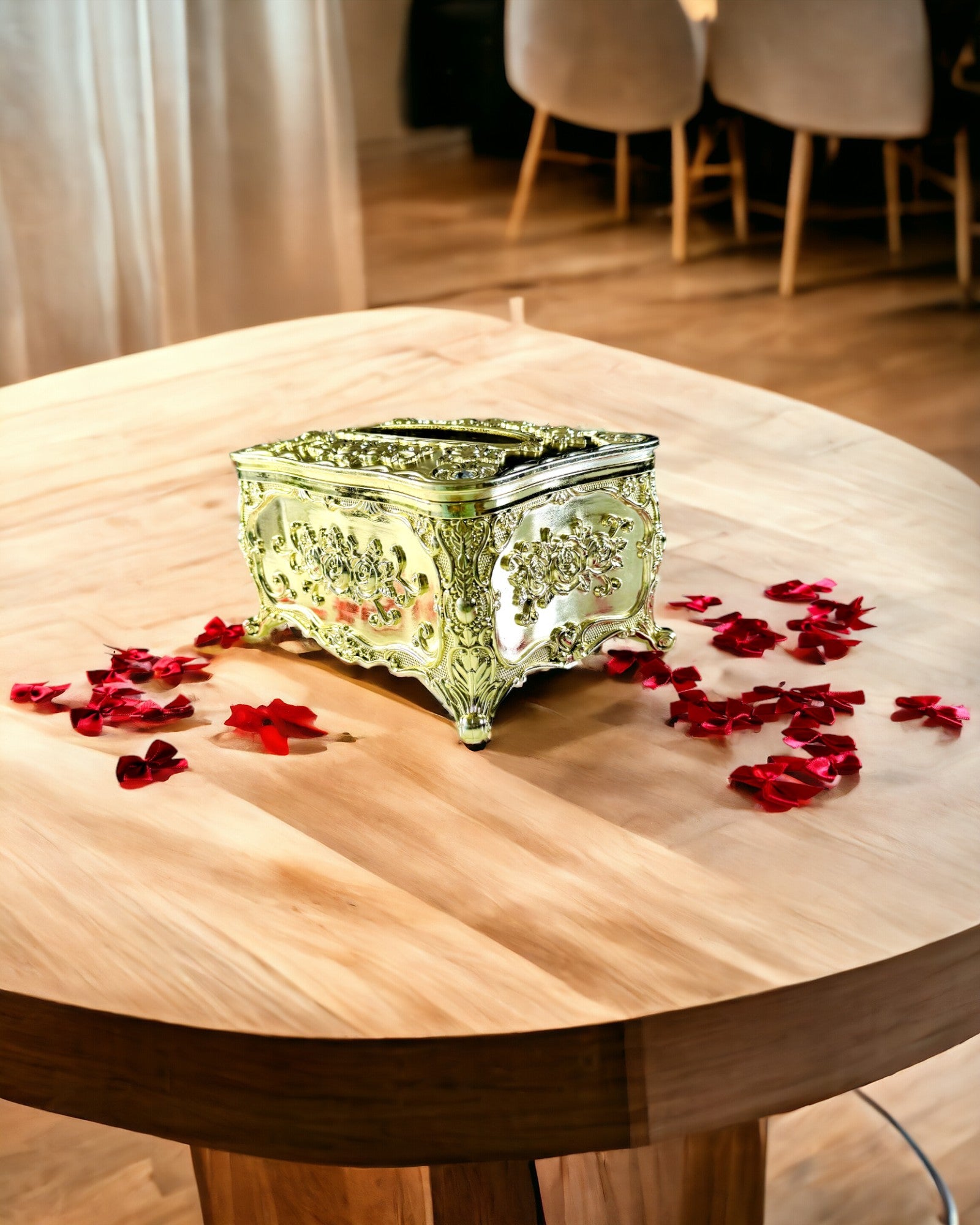 Boîte Élégante pour Mouchoirs avec Fleurs Gaufrées - Contenant pour Serviettes