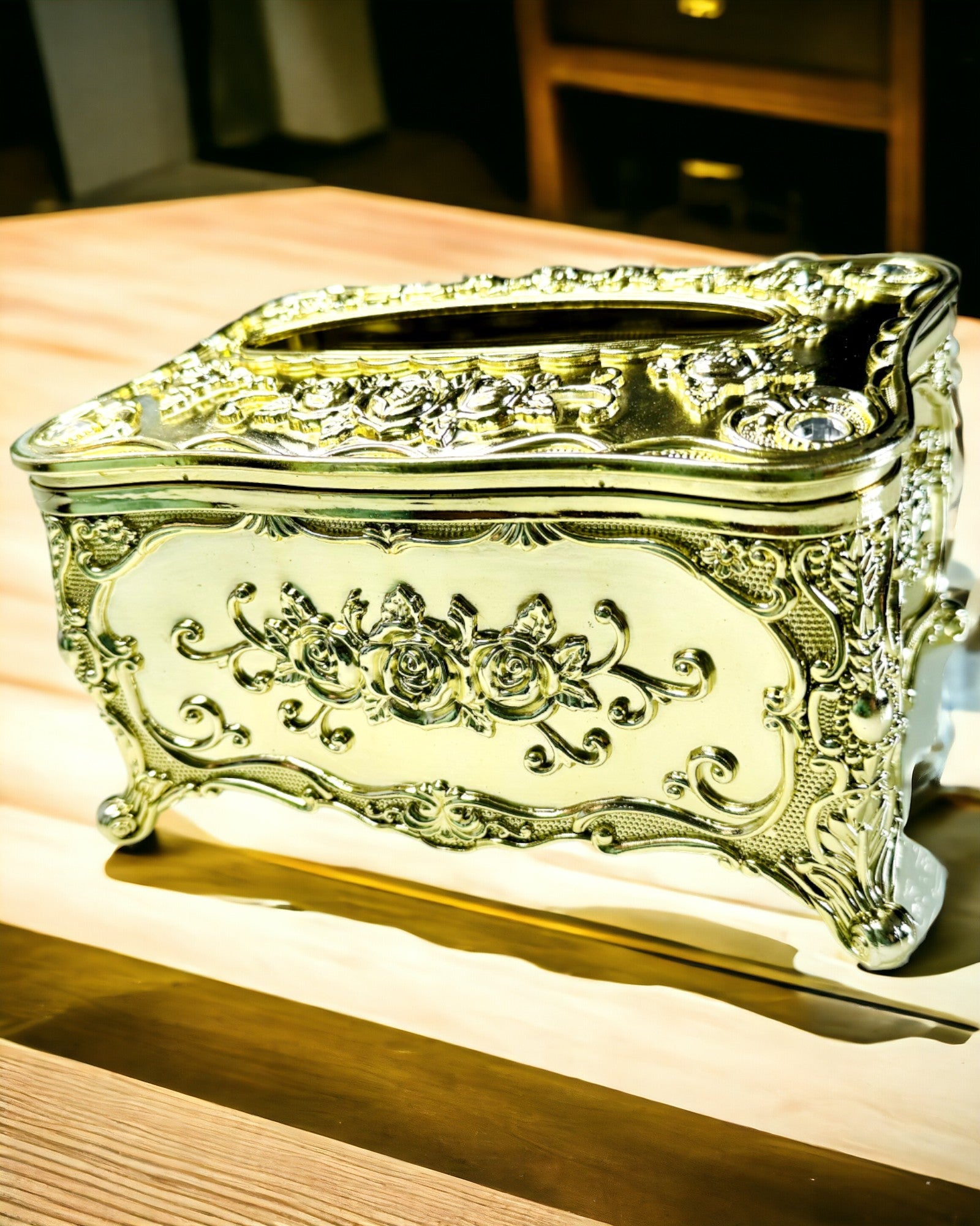 Boîte Élégante pour Mouchoirs avec Fleurs Gaufrées - Contenant pour Serviettes