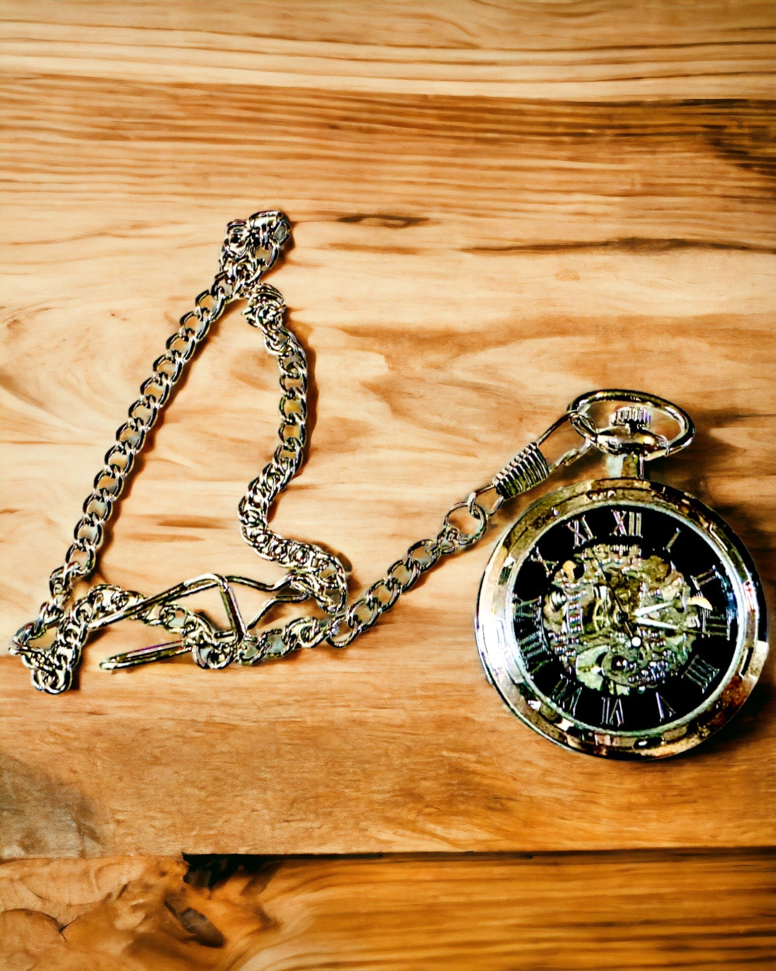 Montre de Poche Mécanique Exclusive Argentée de Style Rétro, Étanche - Élégance pour Chaque Occasion, avec Gravure