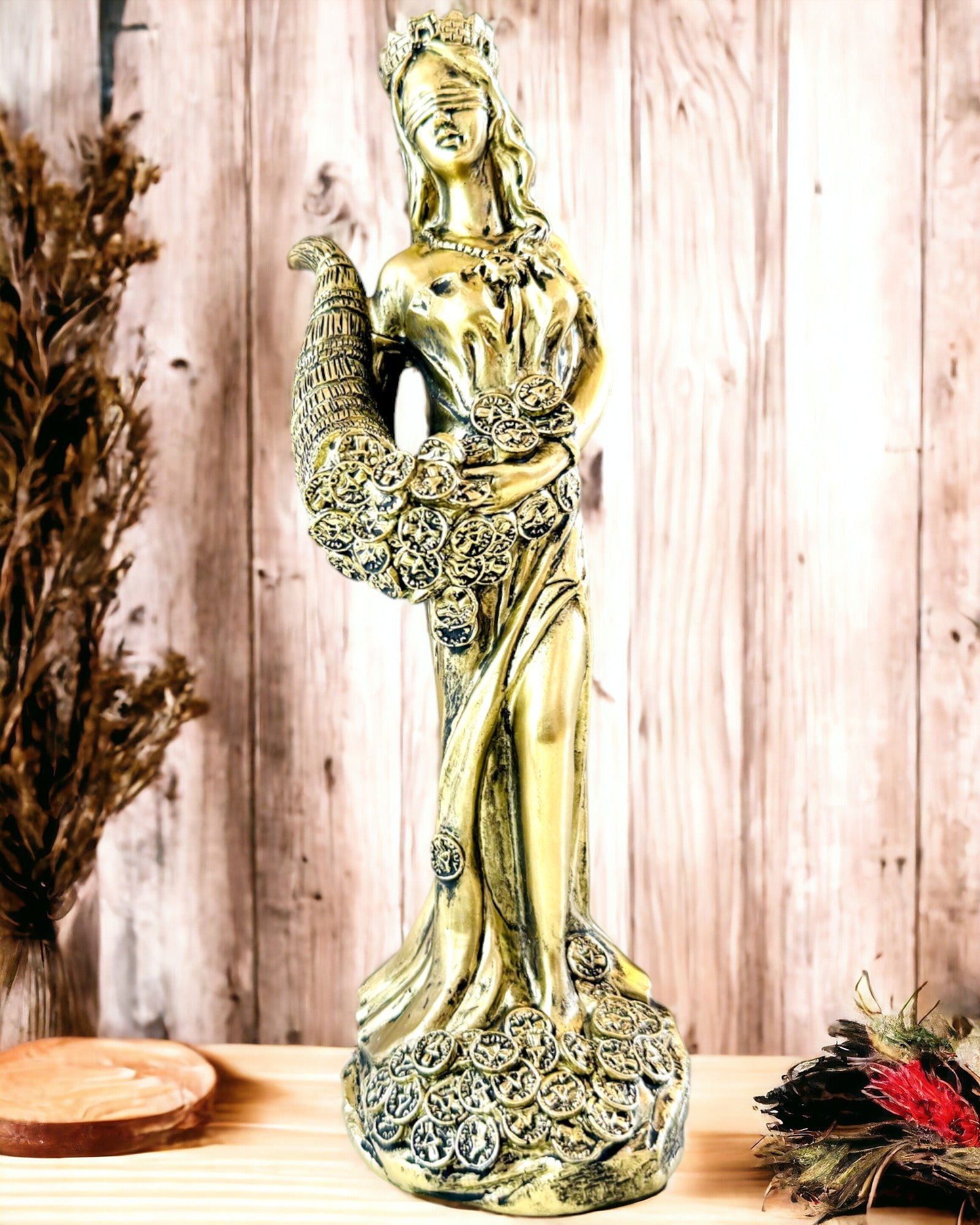 "Statue de la Déesse Abondance" - Statue Décorative en Résine de la Fortune pour la Maison et le Bureau