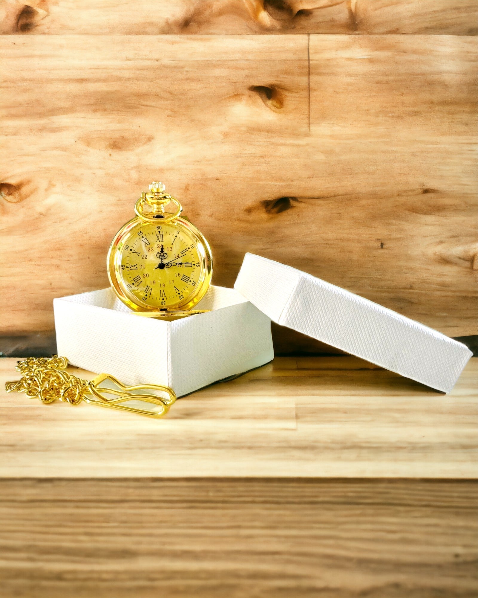 Gouden Retro Stijl Zakhorloge met Graveermogelijkheid