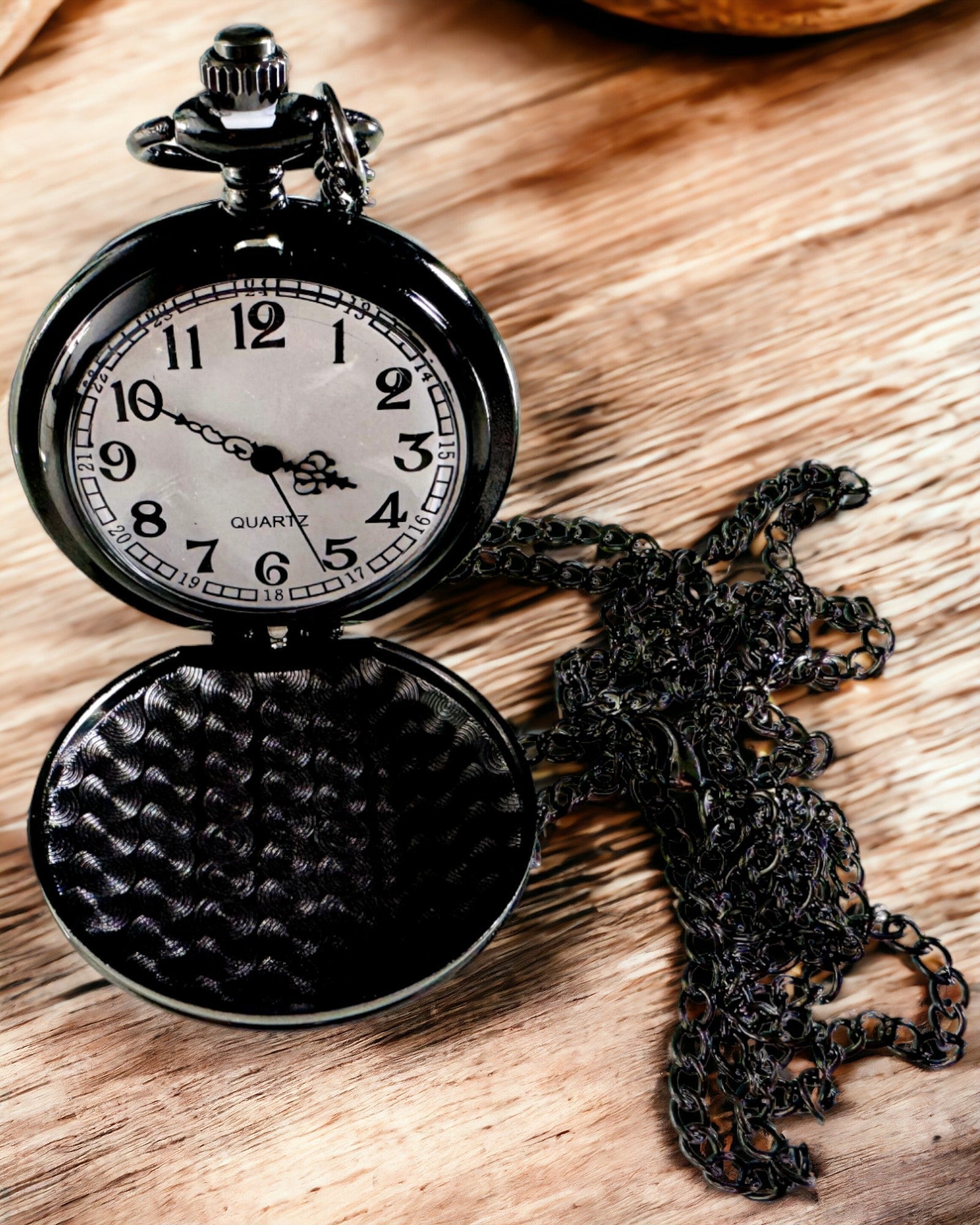 Montre de poche noire "Klasyczny Elegans" avec possibilité de gravure