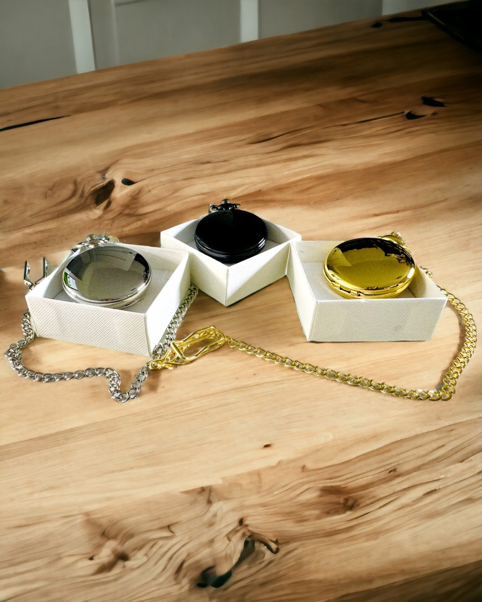 Montre de poche en argent avec mouvement à quartz et possibilité de gravure