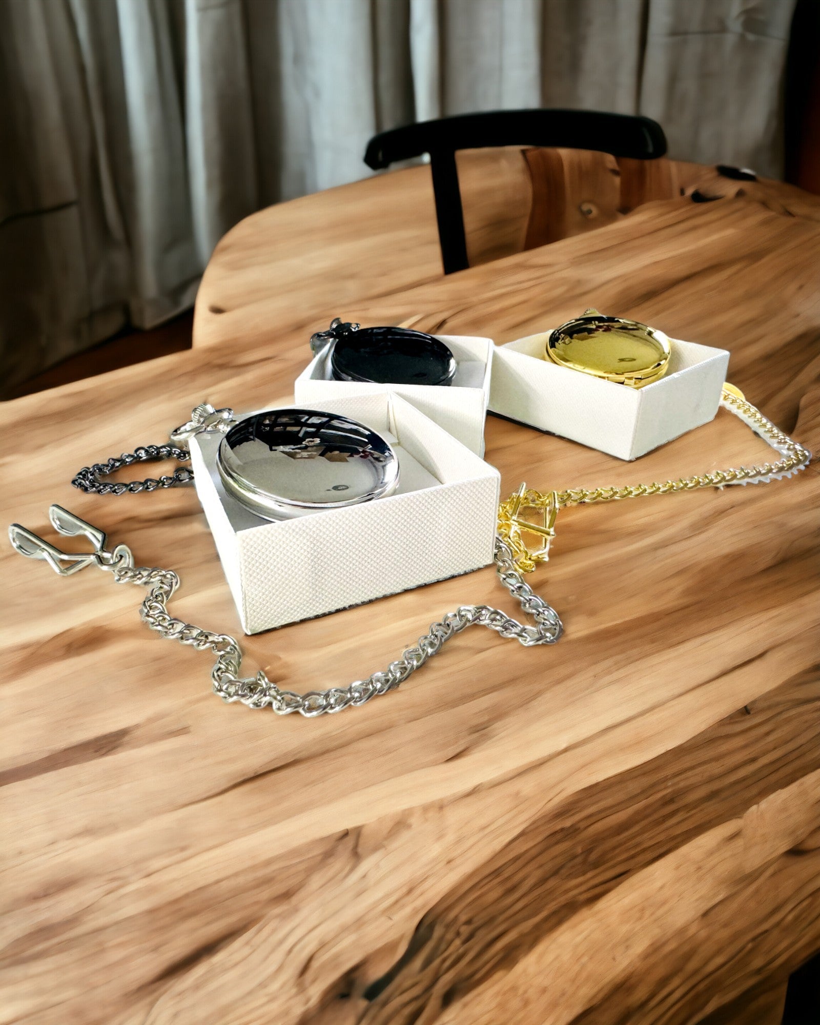 Montre de poche en argent avec mouvement à quartz et possibilité de gravure