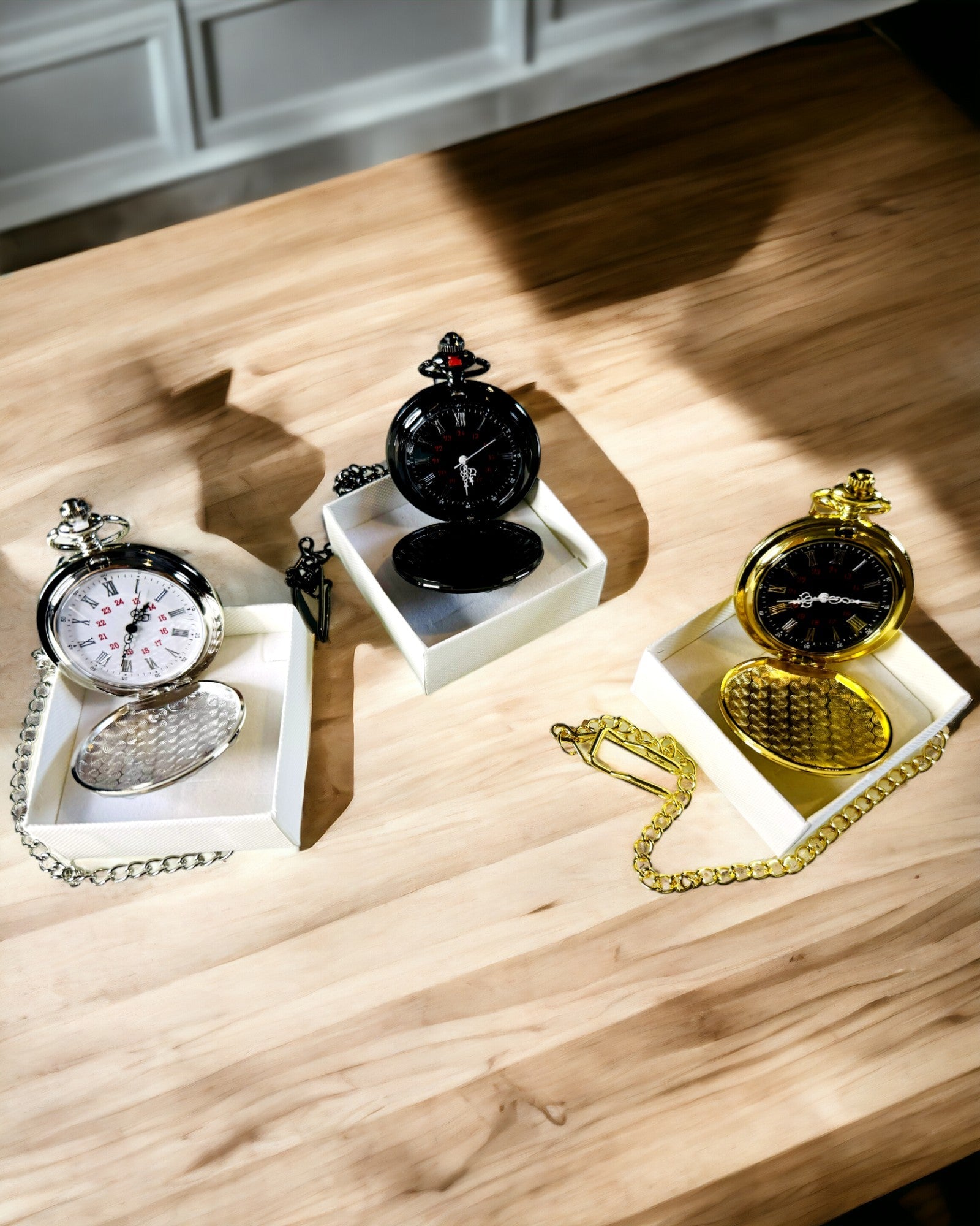 Montre de poche en argent avec mouvement à quartz et possibilité de gravure