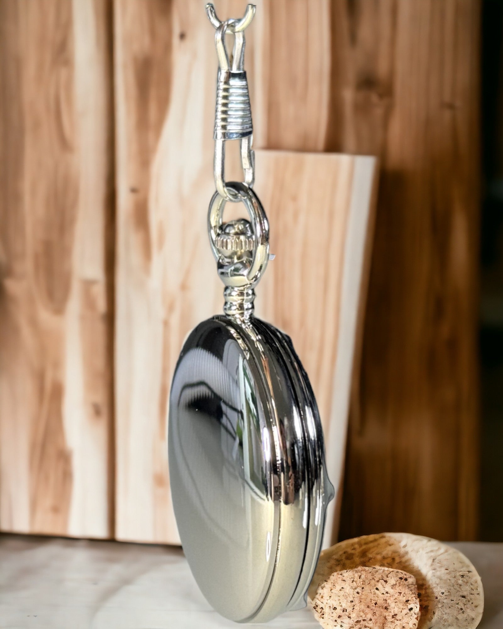 Montre de poche en argent avec mouvement à quartz et possibilité de gravure