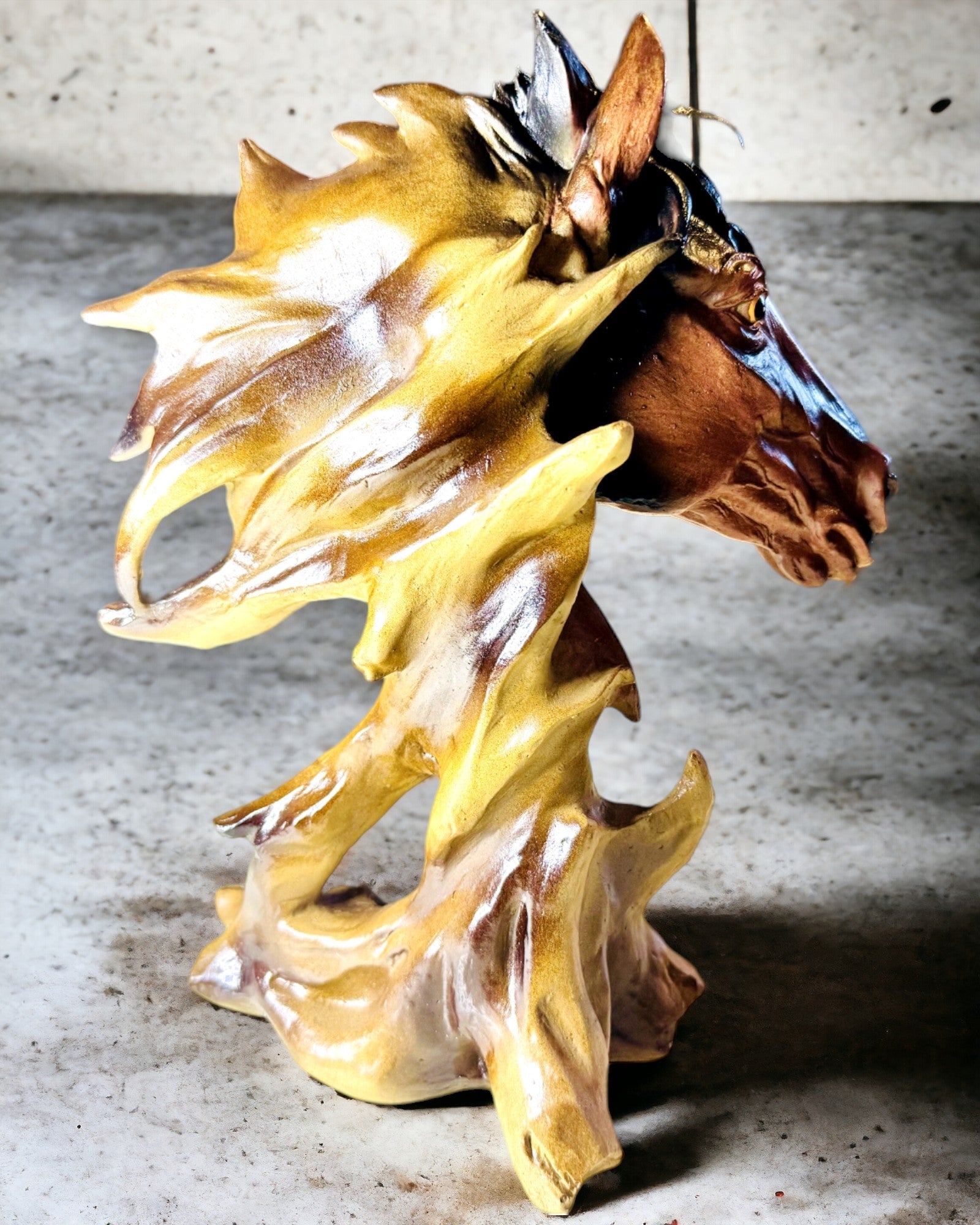 Resin Horse Sculpture in Abstract Style