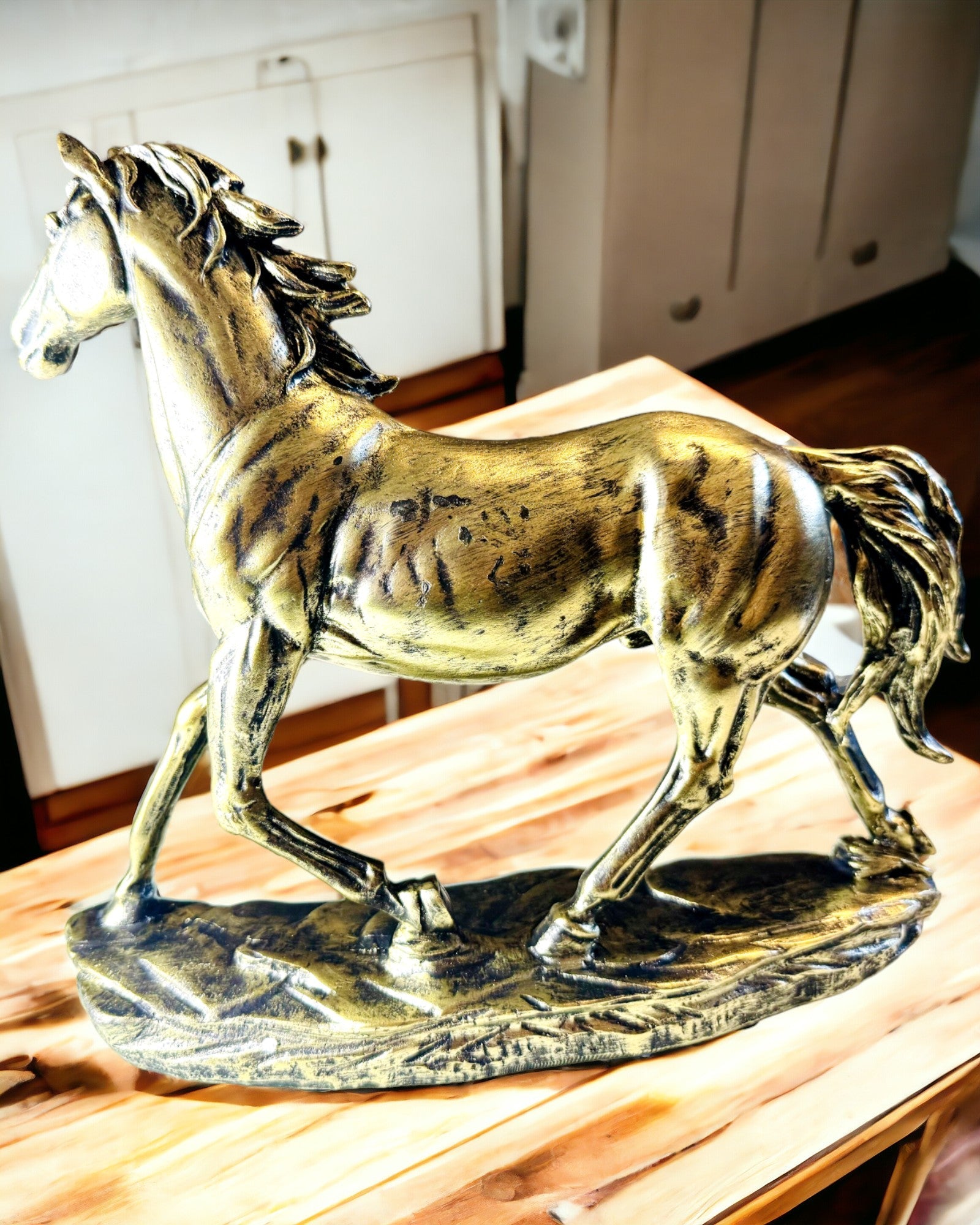 Resin Galloping Horse Figurine with Engraving Option