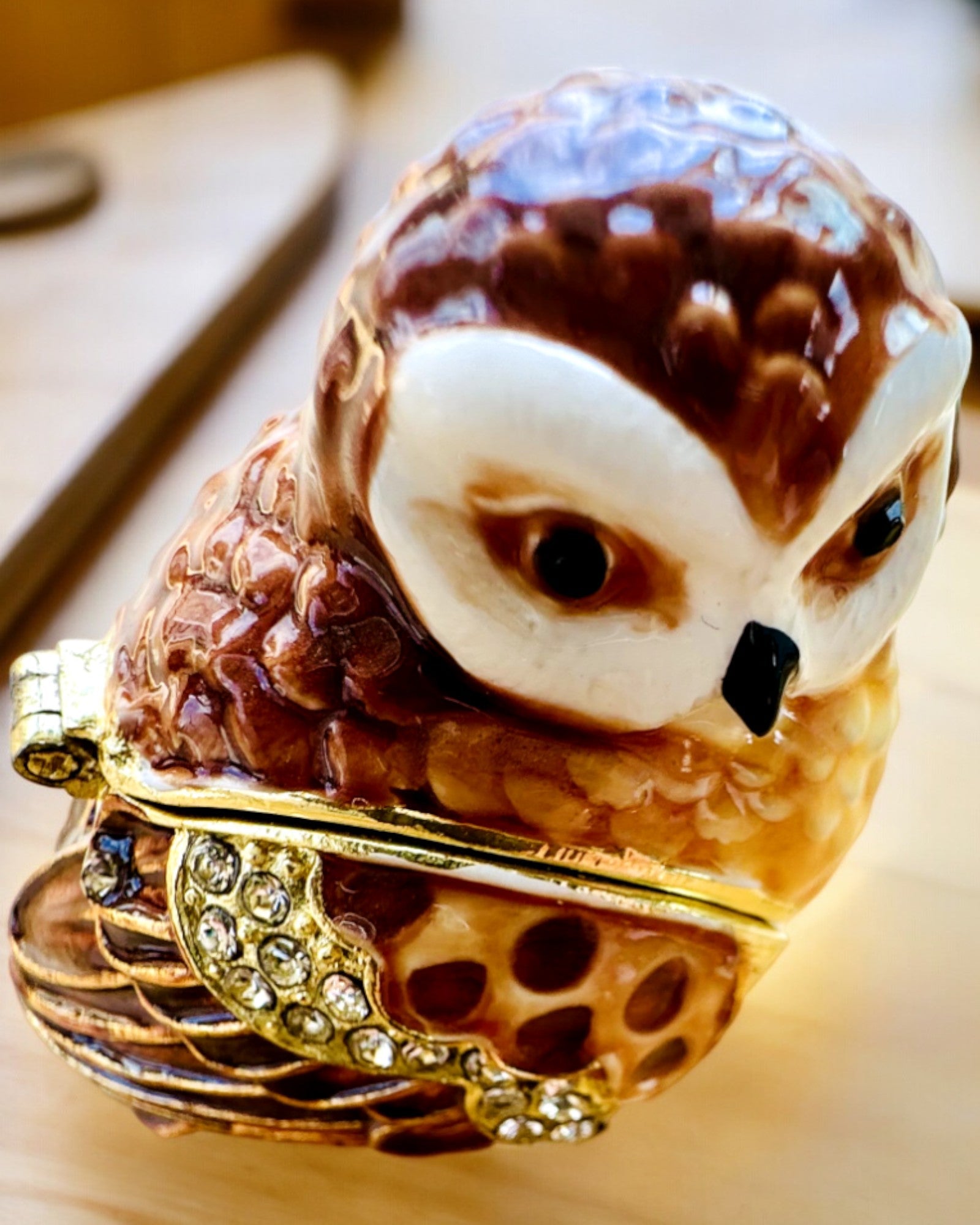 Chouette Charmante avec Cristaux - Coffret à Bijoux avec possibilité de personnalisation par gravure, cadeau