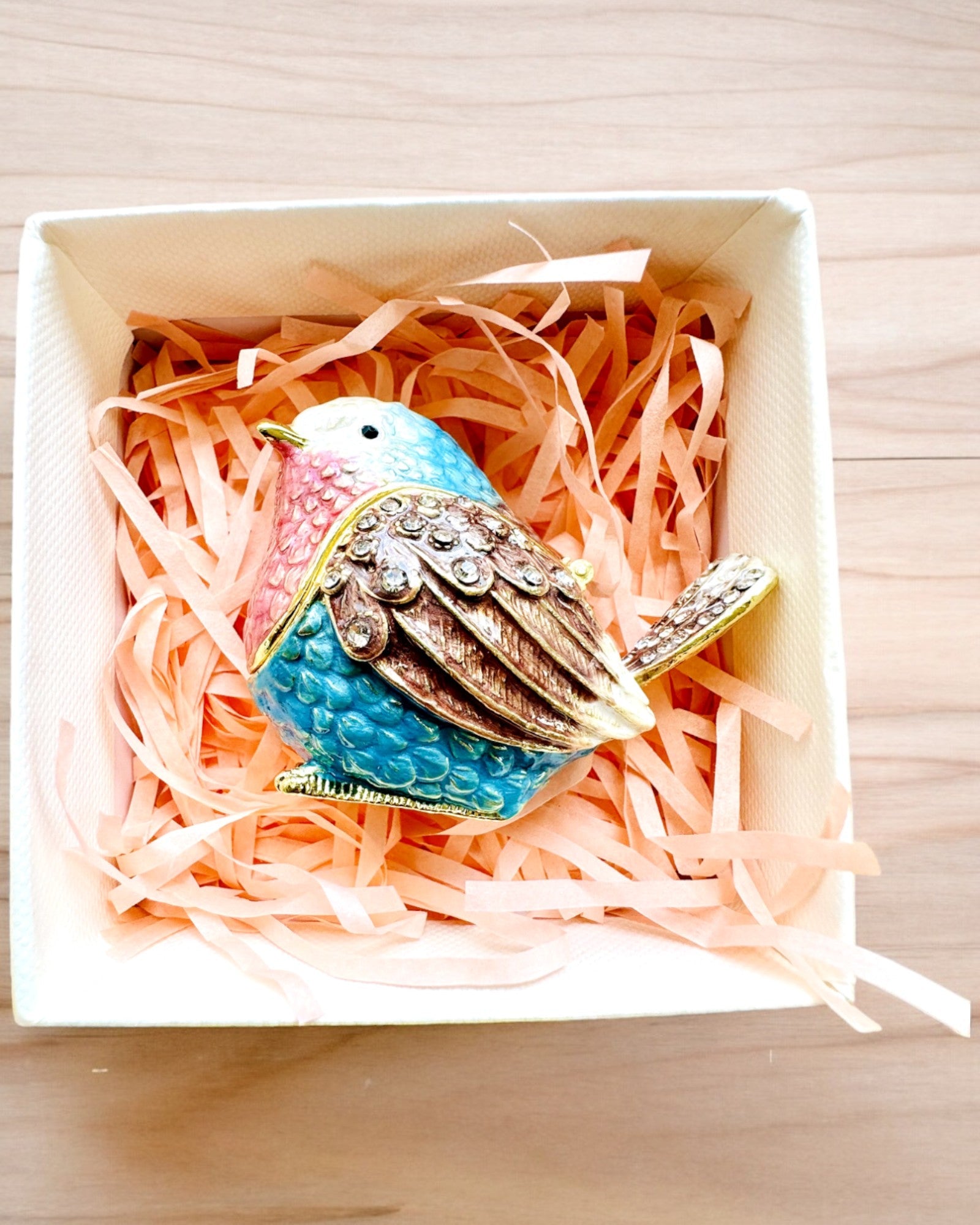 Moineau Coloré avec Gravure - Adorable Cachette pour Trésors